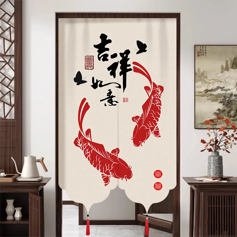 免打孔门帘隔断帘玄关厨房卧室半截式新中式2025新款高档遮挡帘