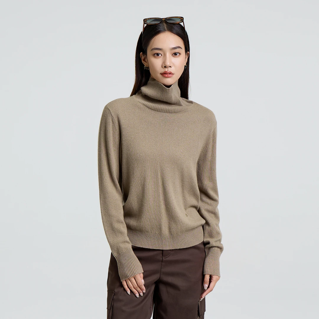 恩家冬修身型常规薄款高领常规款衫毛衣时尚休闲女装ESDMOC739