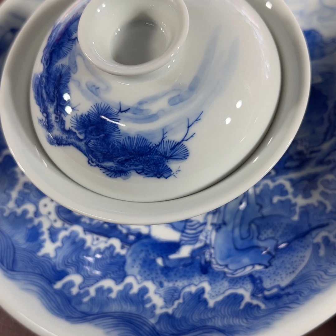 温***玉杯子手工手绘的陶瓷的