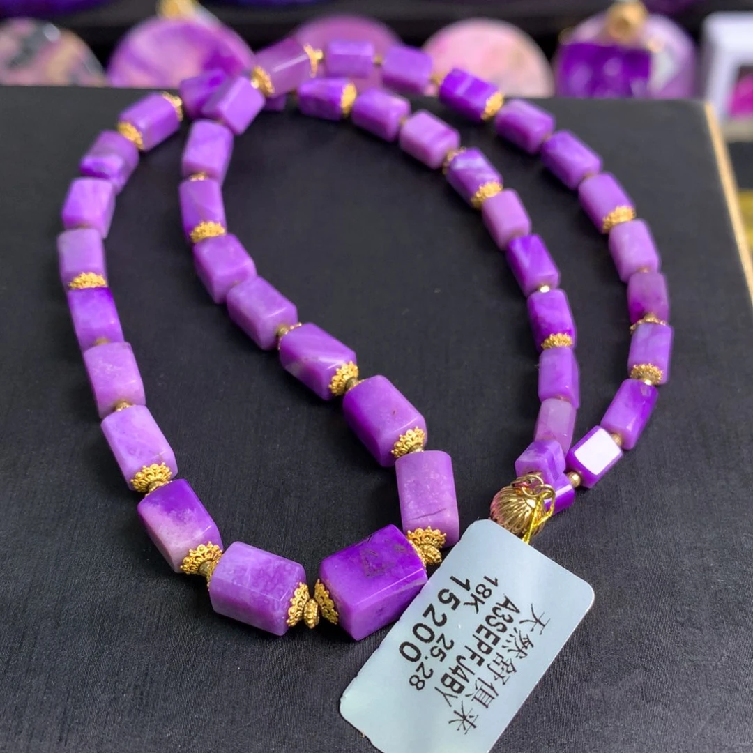 苏纪石（舒俱来）未镶嵌紫樱花方糖项链