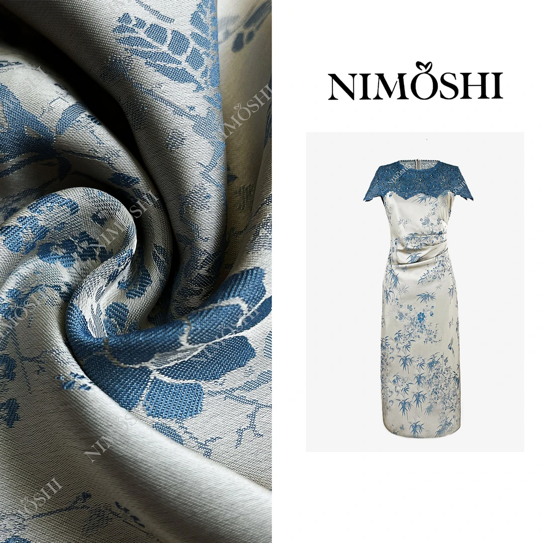 Dan总 夏季清新青花瓷设计蕾丝镂空设计气质显瘦连衣裙Q2084