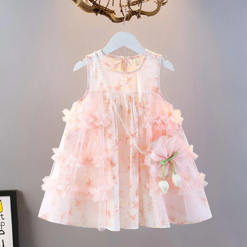 女童连衣裙夏装2025新款小女孩背心裙夏季裙子网红儿童碎花公主裙