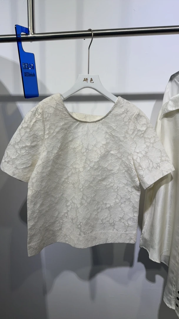 白色蕾丝半袖上衣