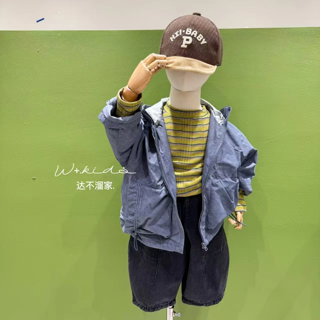 【W+韩系童装】秋款儿童韩版时尚男女宝可穿重工连帽外套 A88020