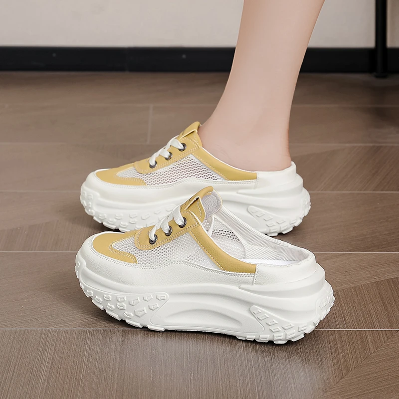 2025年春夏新款休闲鞋网面鞋女休闲轻便板鞋厚底时尚女鞋百搭鞋