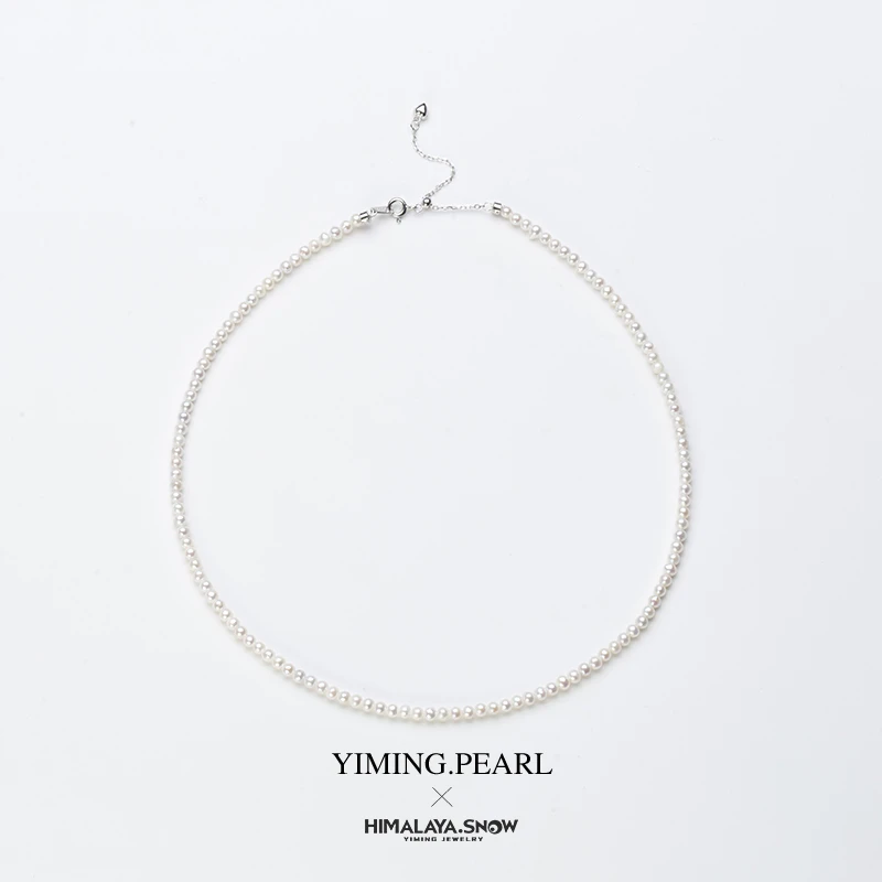 【一铭珠宝】3-4mm淡水珍珠baby珠小米珠项链 近圆微瑕百搭YMXL0015