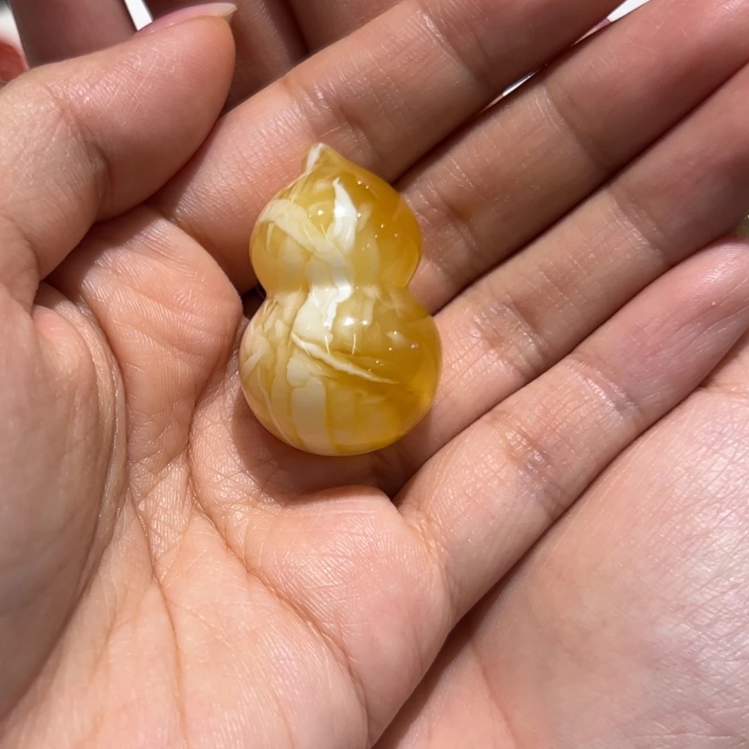 未镶嵌吊坠(不含链)蜜蜡蜜蜡金瓷白葫芦吊坠