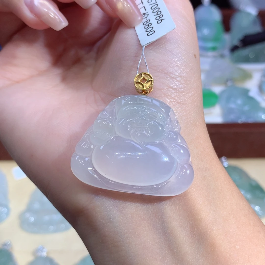 吊坠(不含链)18K金镶嵌翡翠