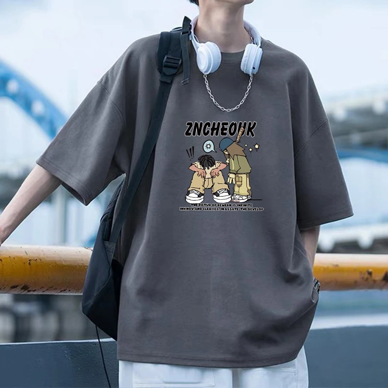 美式复古大码短袖t恤男女春夏季2025新款宽松ins潮牌半袖上衣情侣