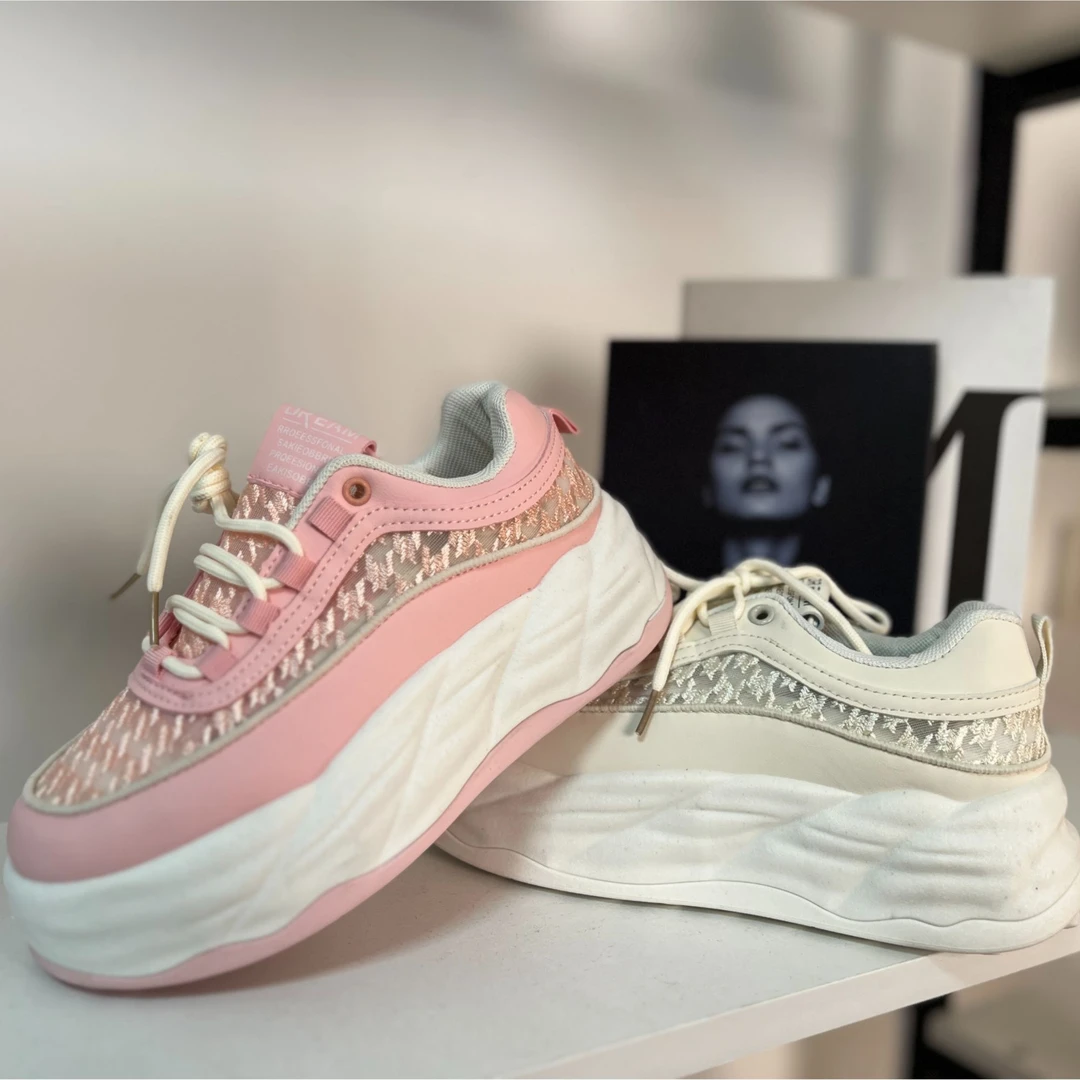 网面 透气新款爆款 夏季 增高 厚底 小白鞋女款时尚百搭 潮流