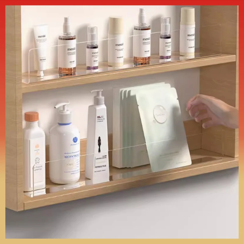 镜柜挡板防掉落透明亚克力L型遮挡板分层隔板卫生间化妆品置物架