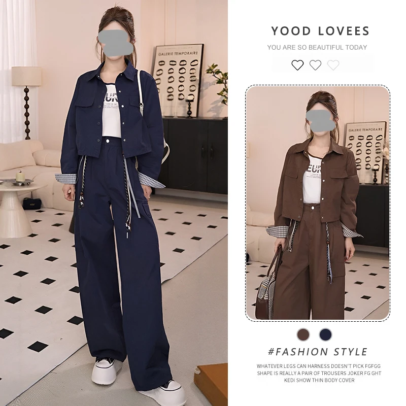 时尚套装女2025春秋新款洋气显瘦外套背心工装阔腿裤休闲三件套潮