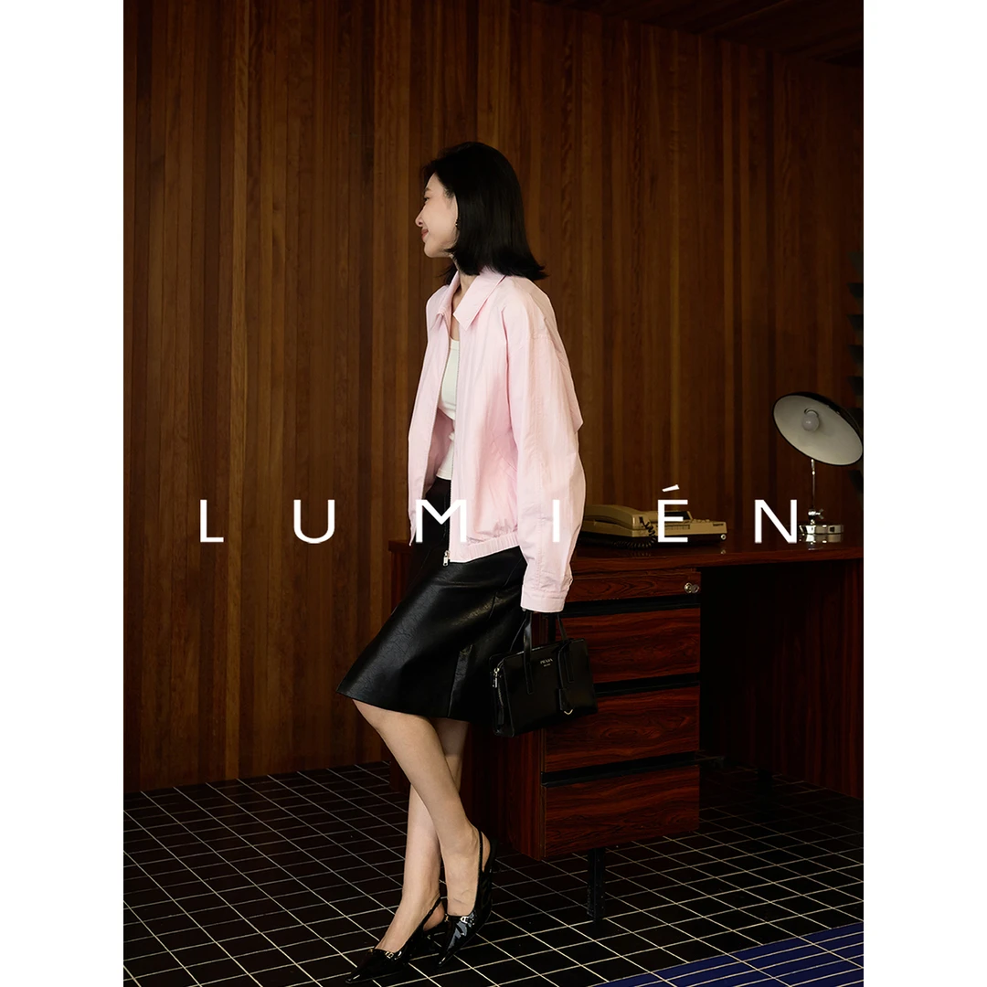 现货【LUMIEN 新品】“甜樱”定染樱花粉宽松休闲夹克LX5FWW147