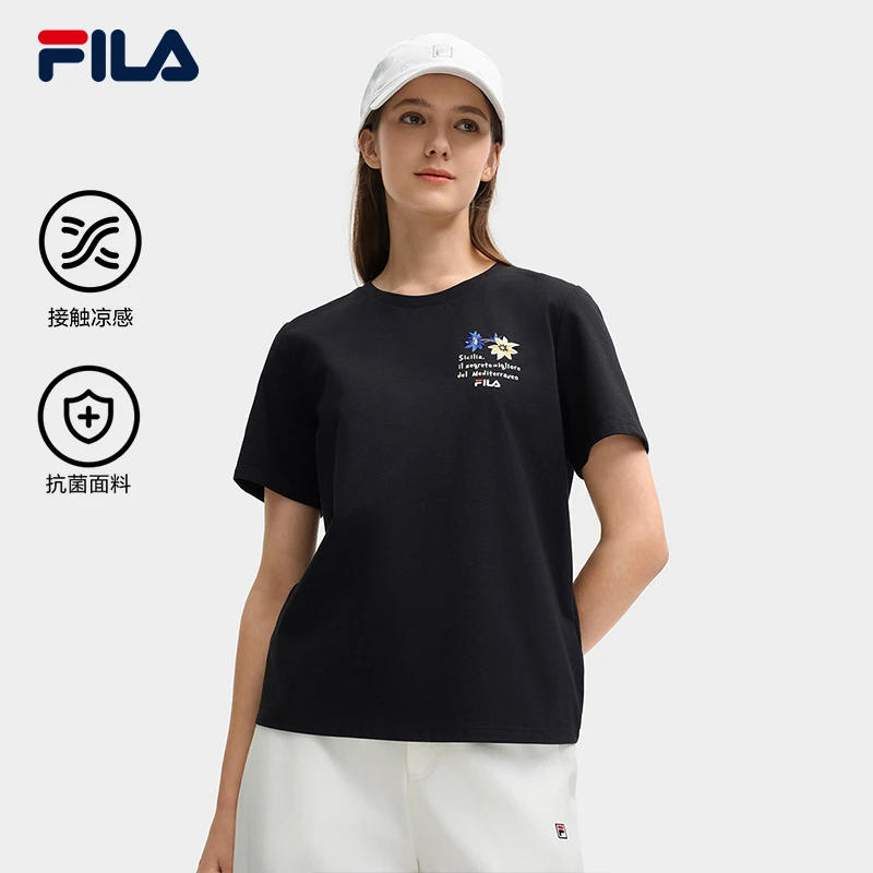 Fila/斐乐夏季新款女士【抗菌凉感短袖】宽松显瘦上衣F11W528101F