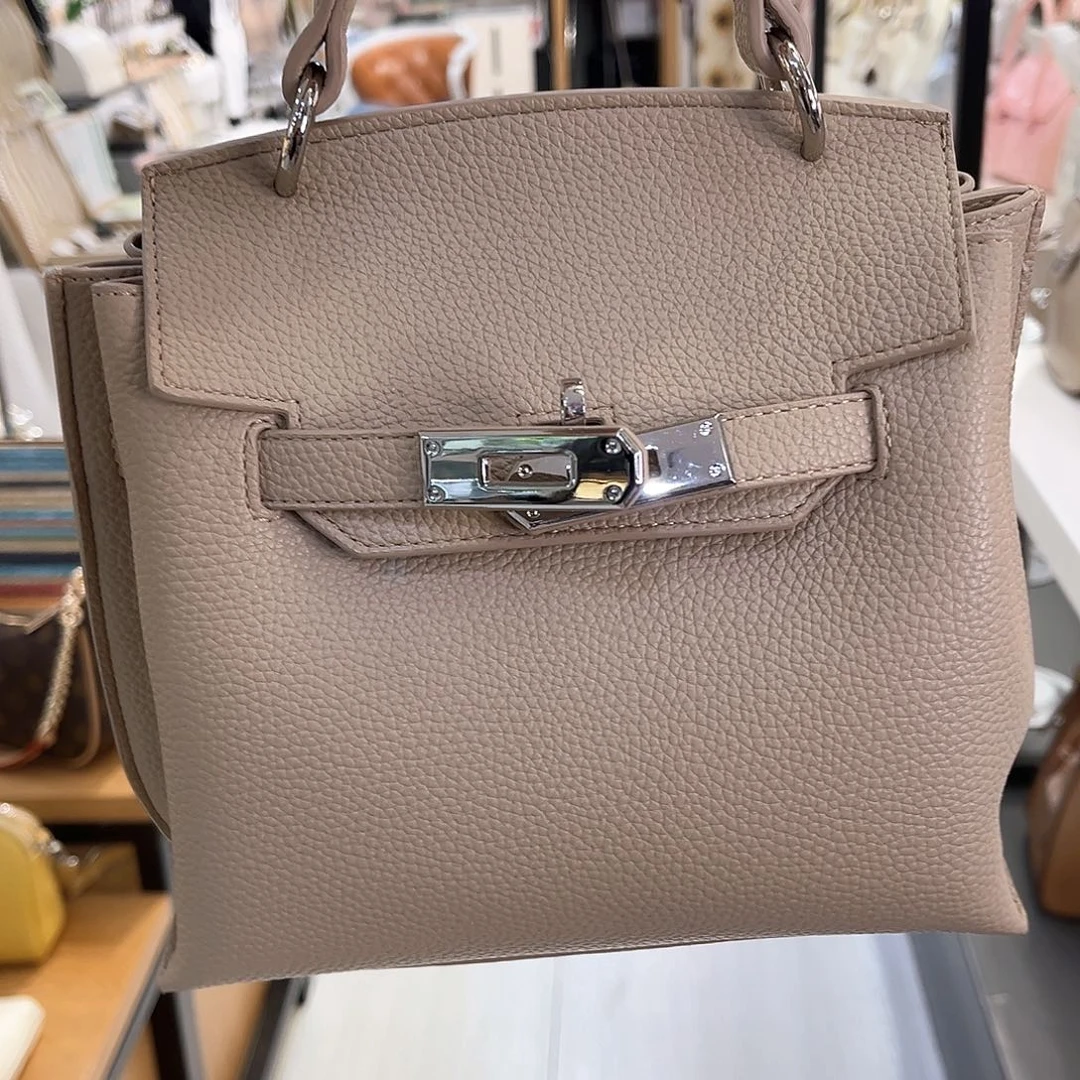 牛皮（革）风衣灰凯莉手提斜挎包