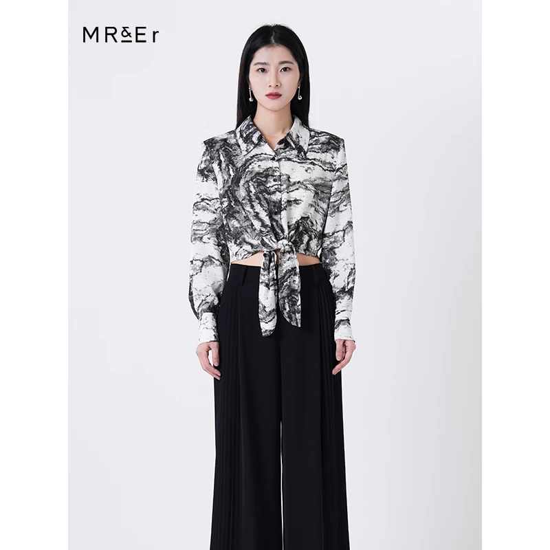 【达人专享】春秋季水墨画休闲宽松长袖衬衫R4A20522