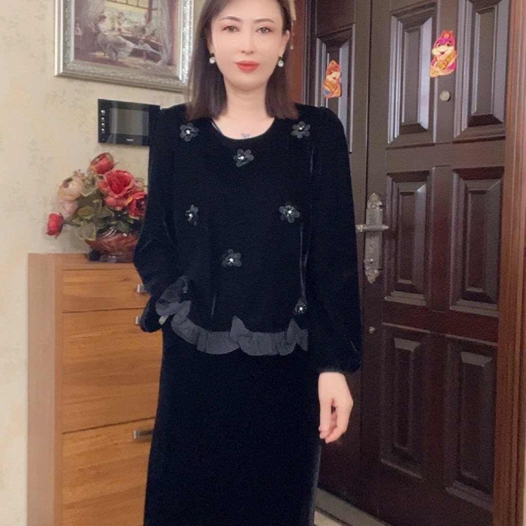 FENGJIE2025新款定制面膜丝绒时尚小衫百搭803-衣长60左右