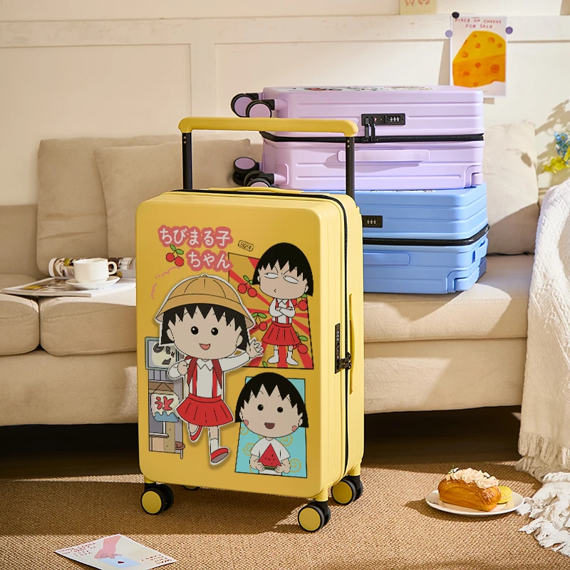 新款 樱桃小丸子宽拉杆行李箱女密码登机箱大容量结实耐用旅行箱