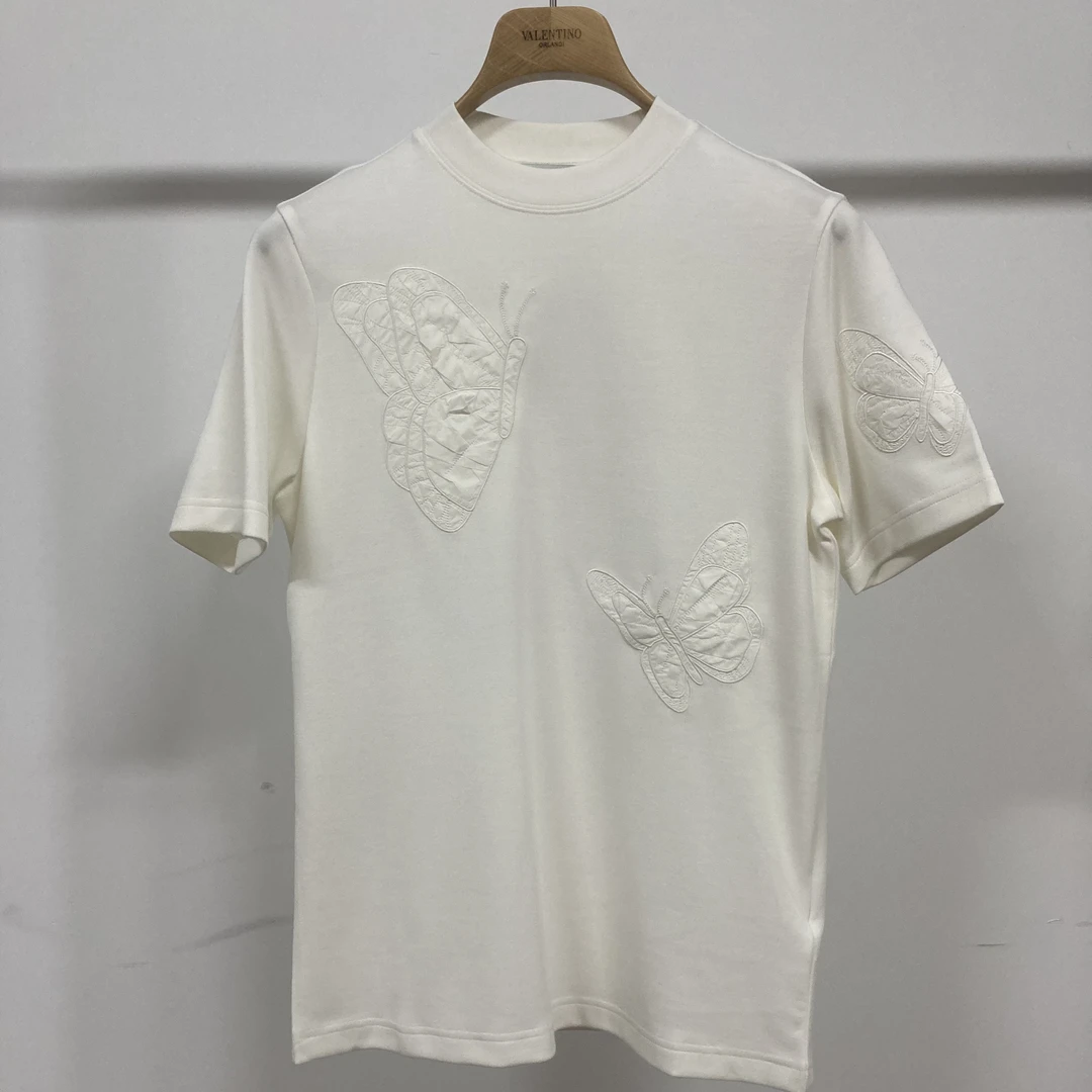 Valentino orlandi男士春秋A版时尚休闲百搭蝴蝶贴布logo短袖T恤