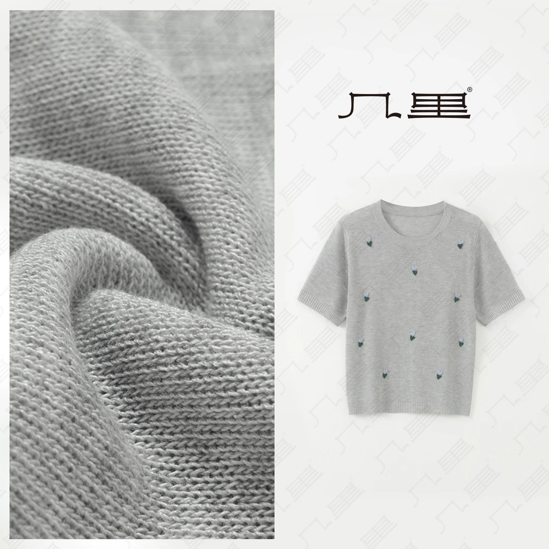 几里与麻 设计感短袖圆领针织衫 衣长62 胸围104 2040948