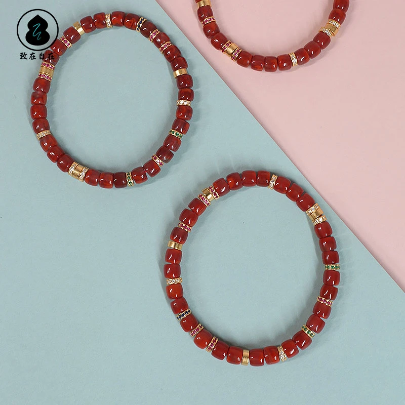 【火似骄阳】5mm南红老型直切单圈手串凉山九口牛血红火焰纹天然