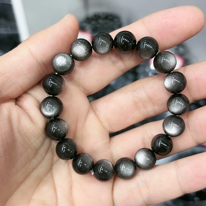 水晶手链未镶嵌银曜石