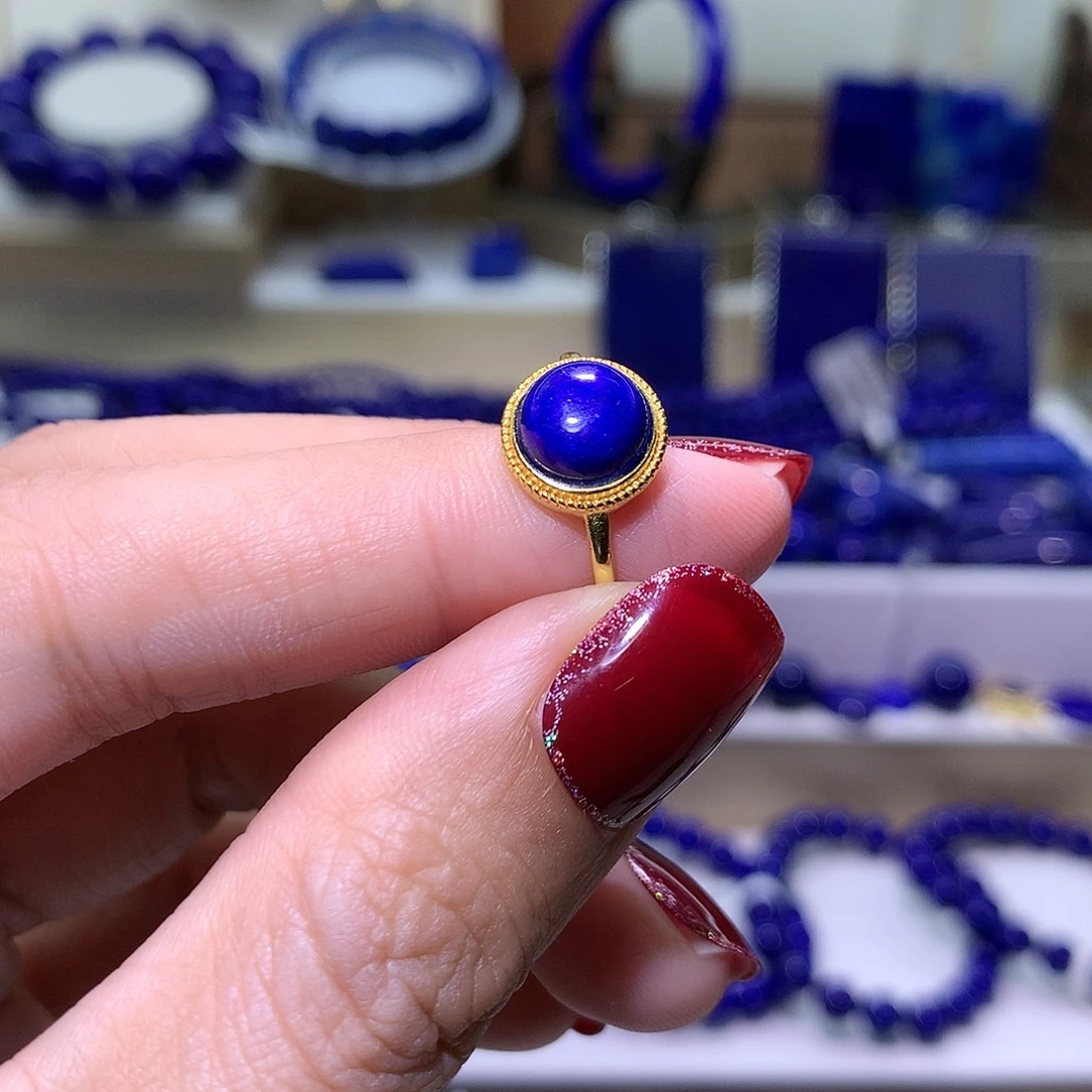 青金石银S925镶嵌天然原矿戒指