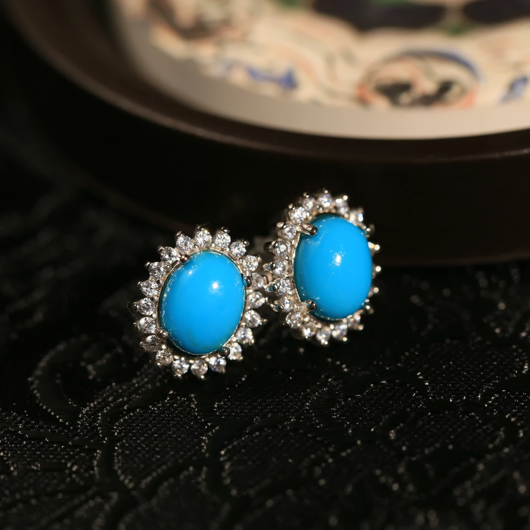 【杨杨专属】安曼博 S925银美松旦面耳钉 约6*8mm XZ0188BZ