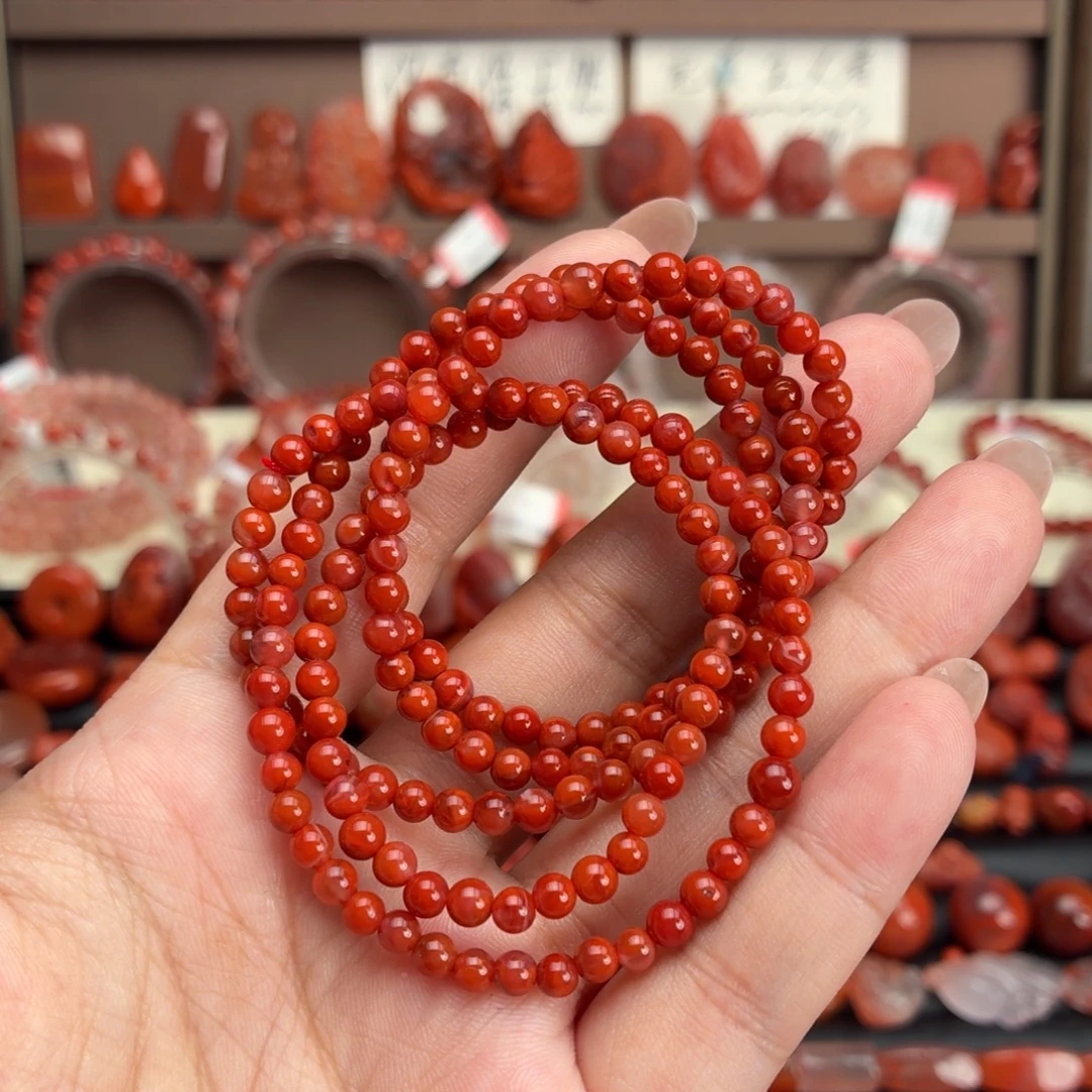 南红玛瑙未镶嵌颈饰4咪➕多圈手串