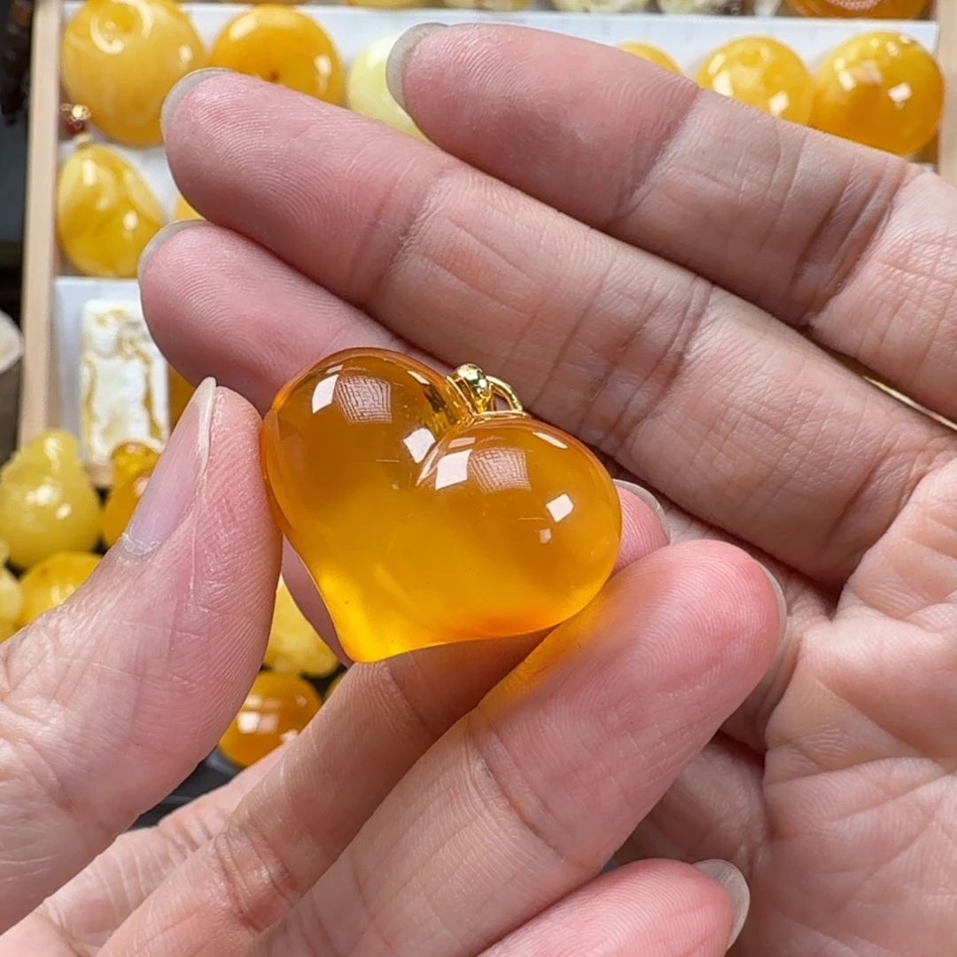 蜜蜡颈饰18K金镶嵌蜜蜡