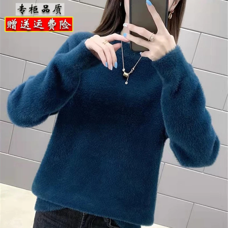 2025秋冬新款加厚保暖打底衫毛衣内搭慵懒风冬装女士针织羊毛衫