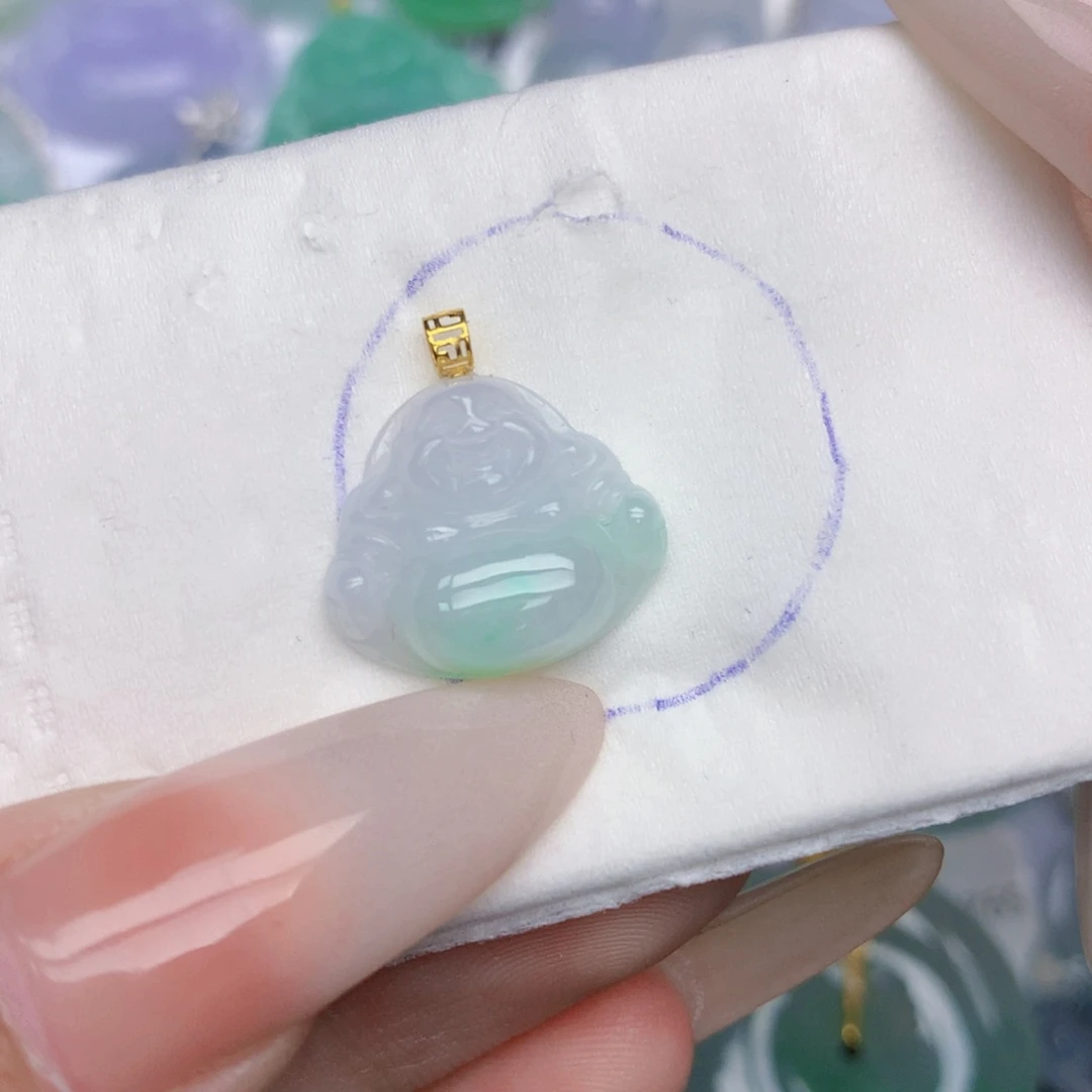 翡翠18K金镶嵌颈饰天然缅甸翡翠a货百元以上9元证书费自理