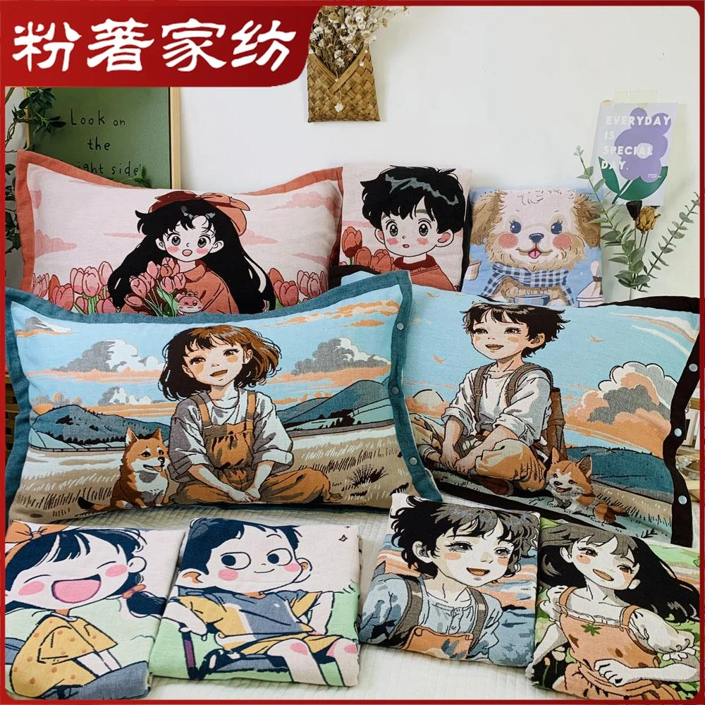 新款热卖按扣热卖水洗纱布枕套一对装四季大号加厚家用成人内胆套