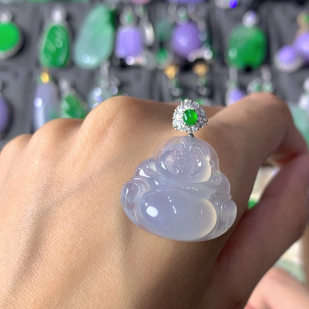 翡翠18K金镶嵌吊坠(不含链)