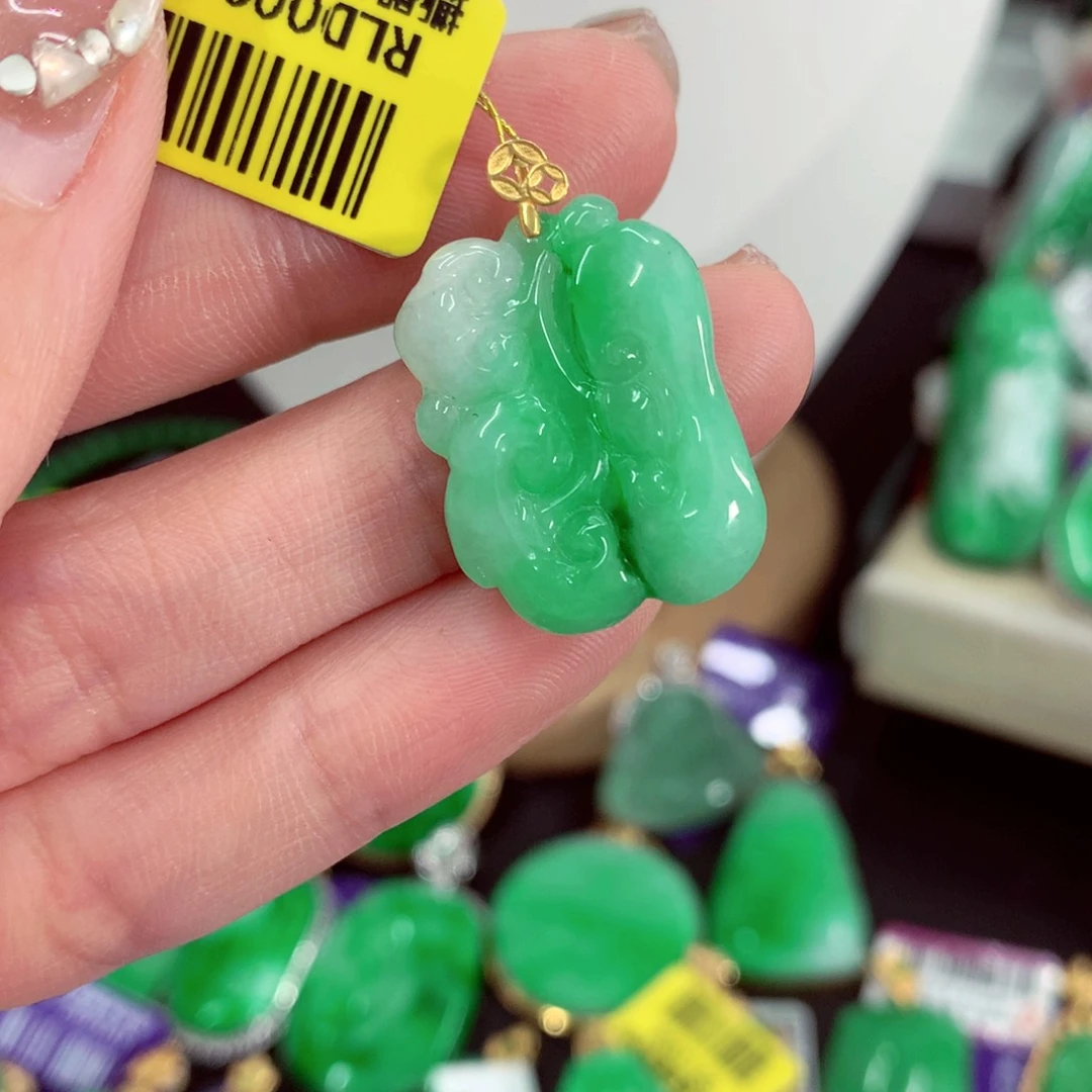 翡翠18K金镶嵌吊坠(不含链)