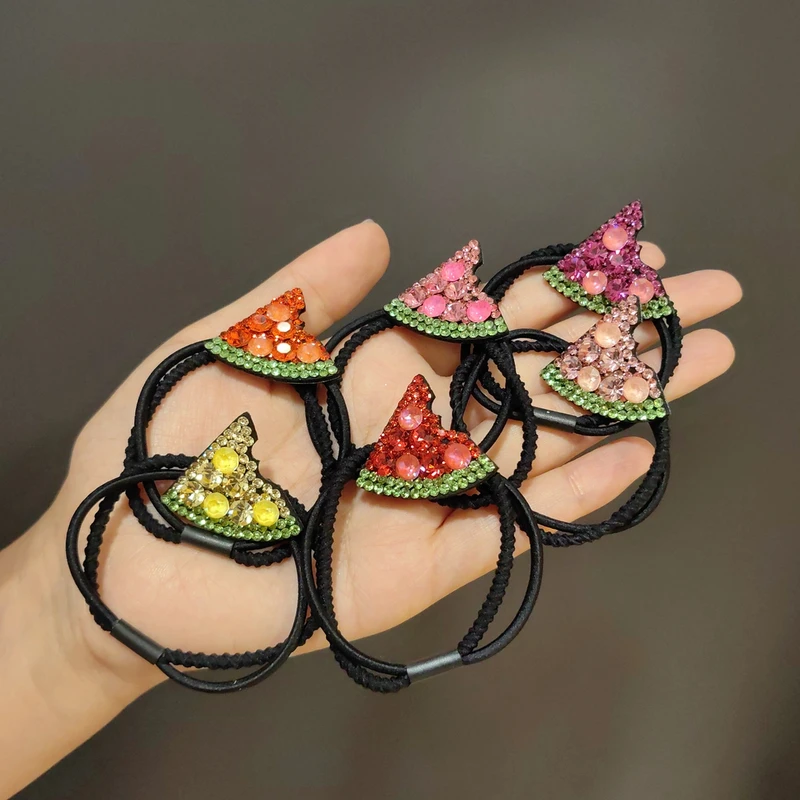 韩版施家彩钻西瓜发绳可爱发圈少女甜美儿童百搭头绳小清新皮筋新