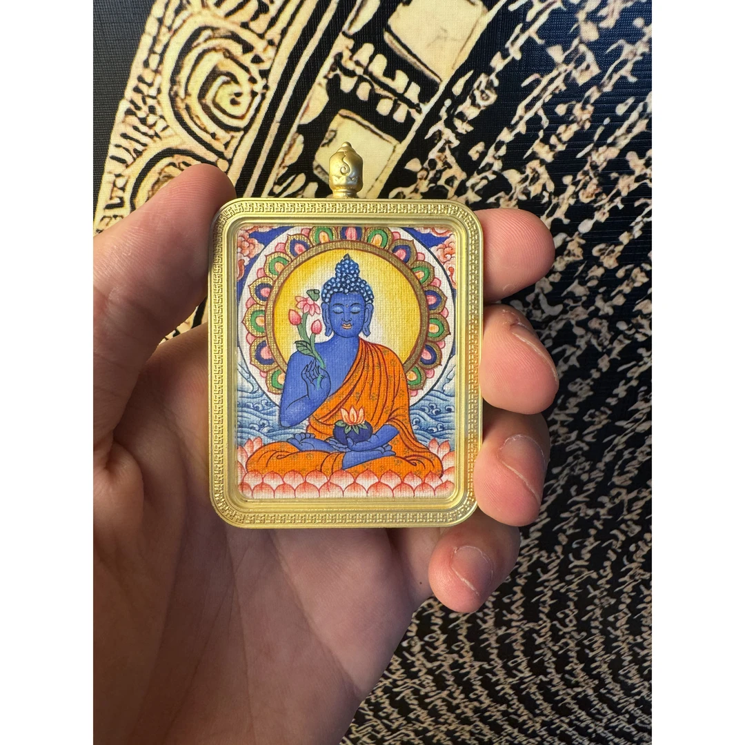 【守护】药师佛手绘唐卡藏卡大昭寺直发收藏级画师工艺