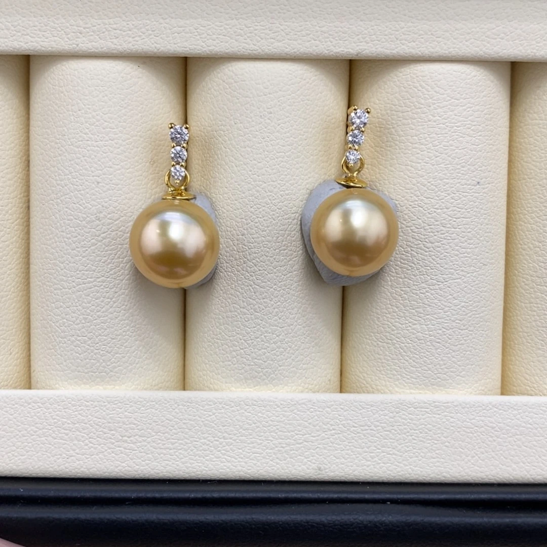 未镶嵌裸珠海水珍珠金珠对珠正圆10+