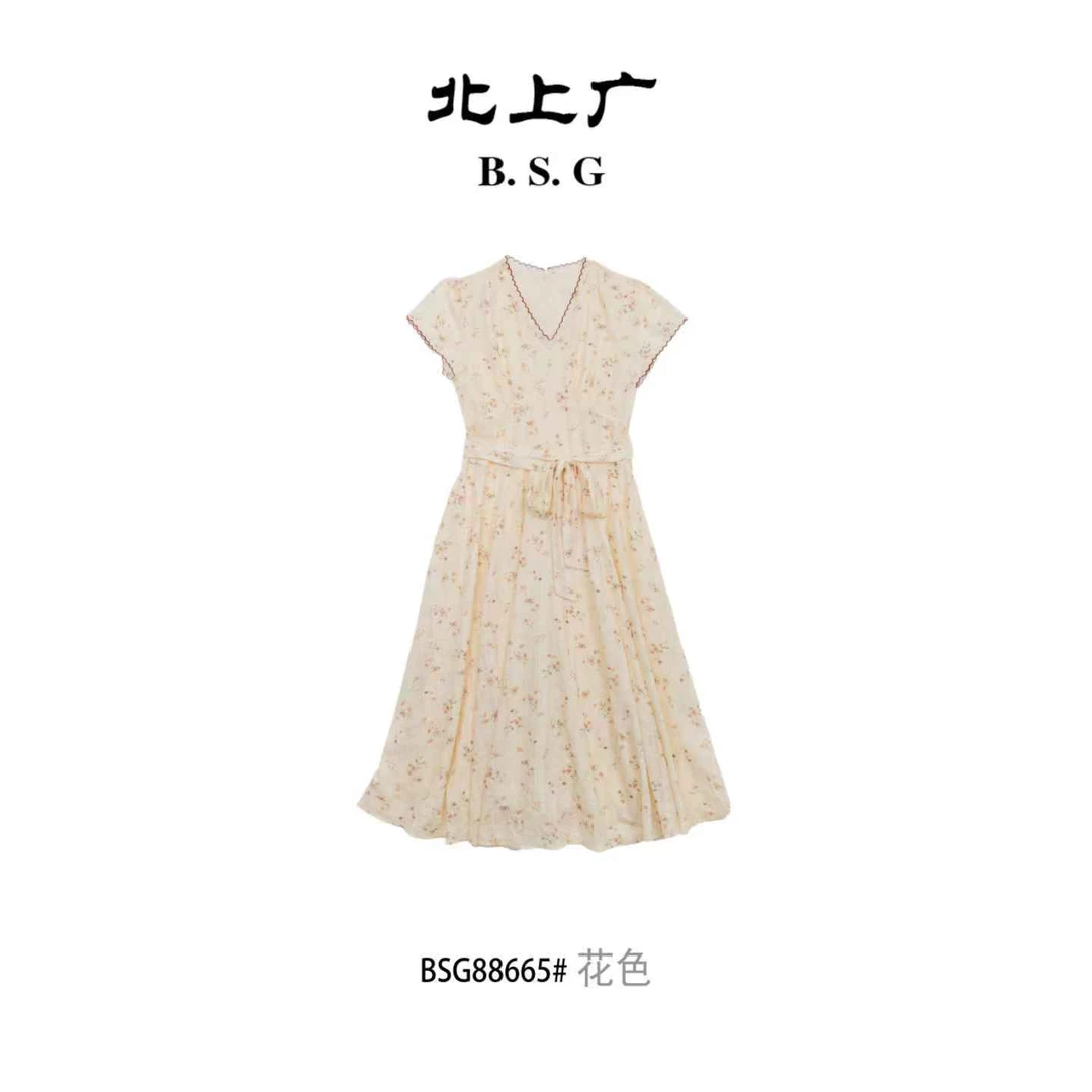 鑫然Kiki 气质V领收腰显瘦连衣裙 88665 BSG