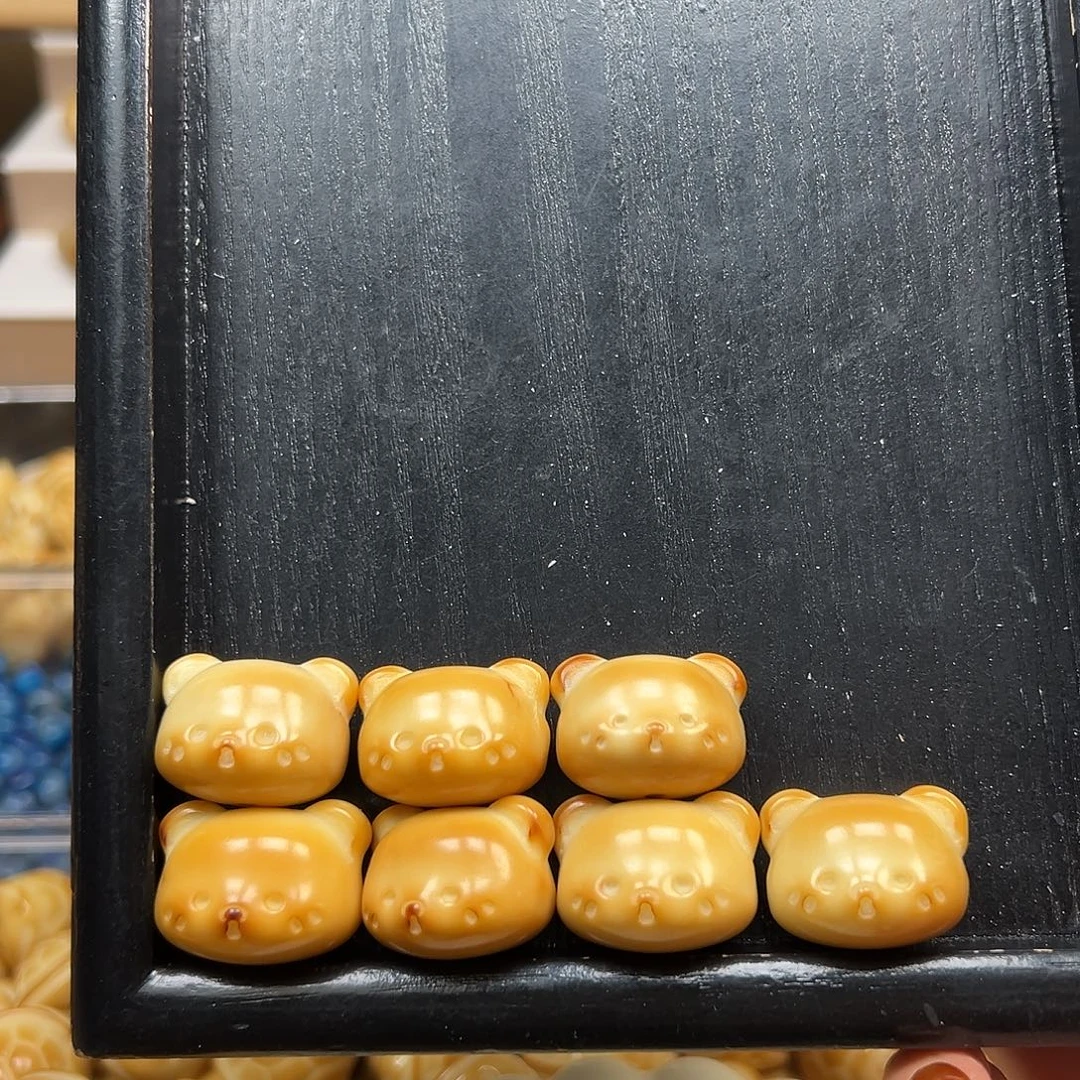 手串菩提根/象牙果瑕疵炭烤表情熊7颗