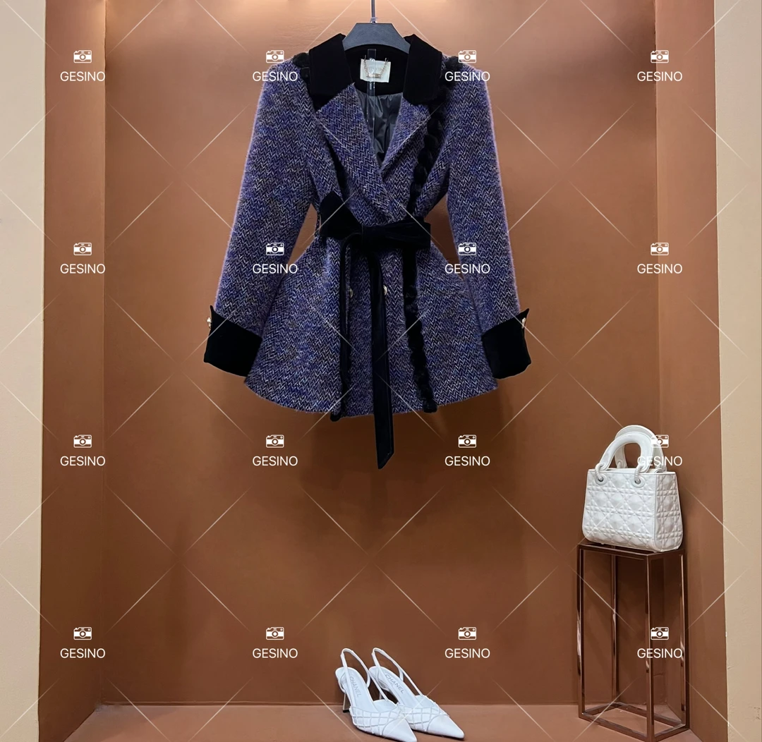 【露】秋冬气质小香风时尚设计师中长款外套 QD-2025567