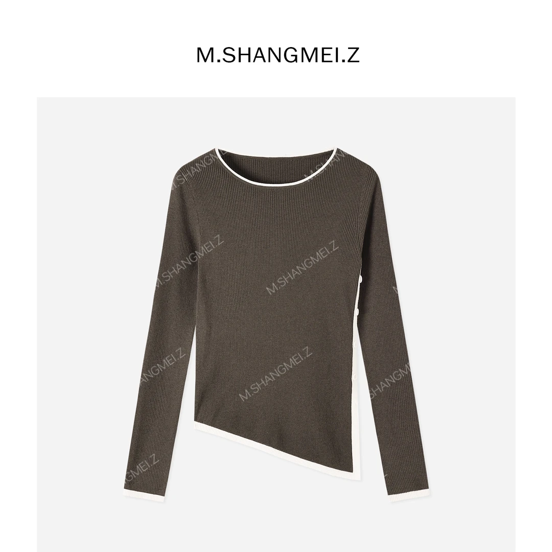 M.SHANGMEI.Z/沐熙【深藏不露】美大哥显瘦不对称针织上衣X11AM105