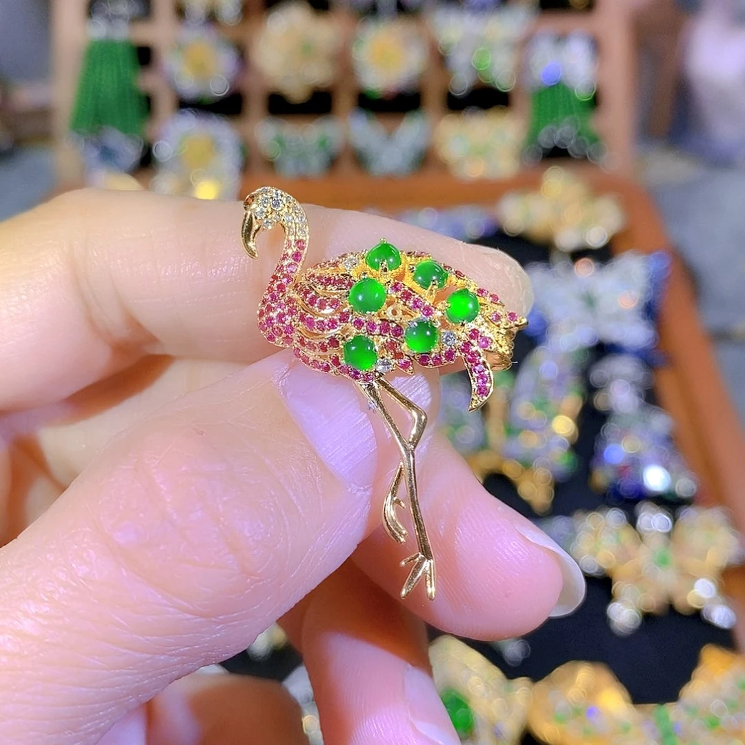 吊坠(不含链)银S925镶嵌翡翠