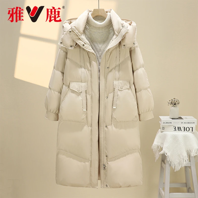 2024新款冬季加厚时尚女款显瘦保暖中长羽绒服连帽YSX01Z10611