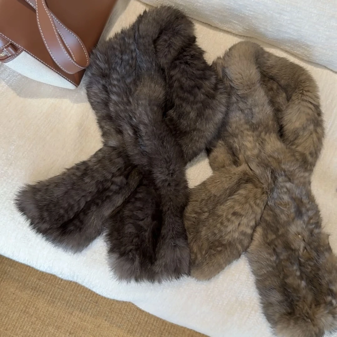 WEILAISHUN【秋冬高级感】100%兔毛编制双面亲肤锁温围脖