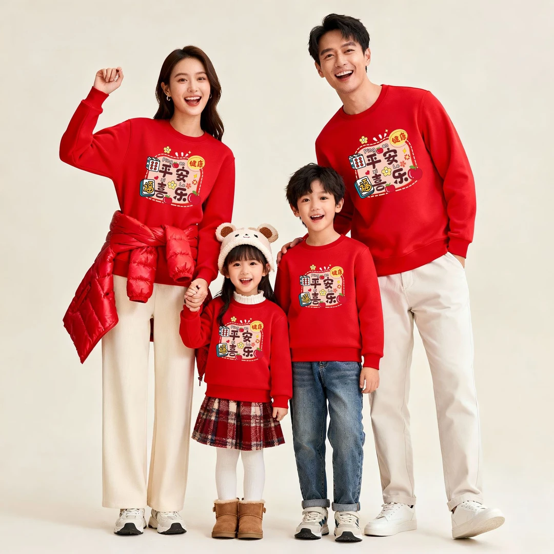 平安喜乐公司团建年会红色衣服2026新年卫衣喜庆跨年晚会表演服装