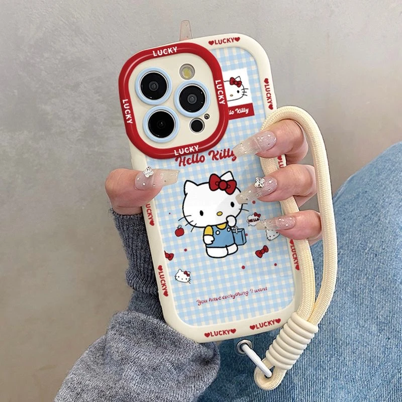 蓝格子KT猫苹果16手机壳iPhone15promax新款11/14软壳防摔