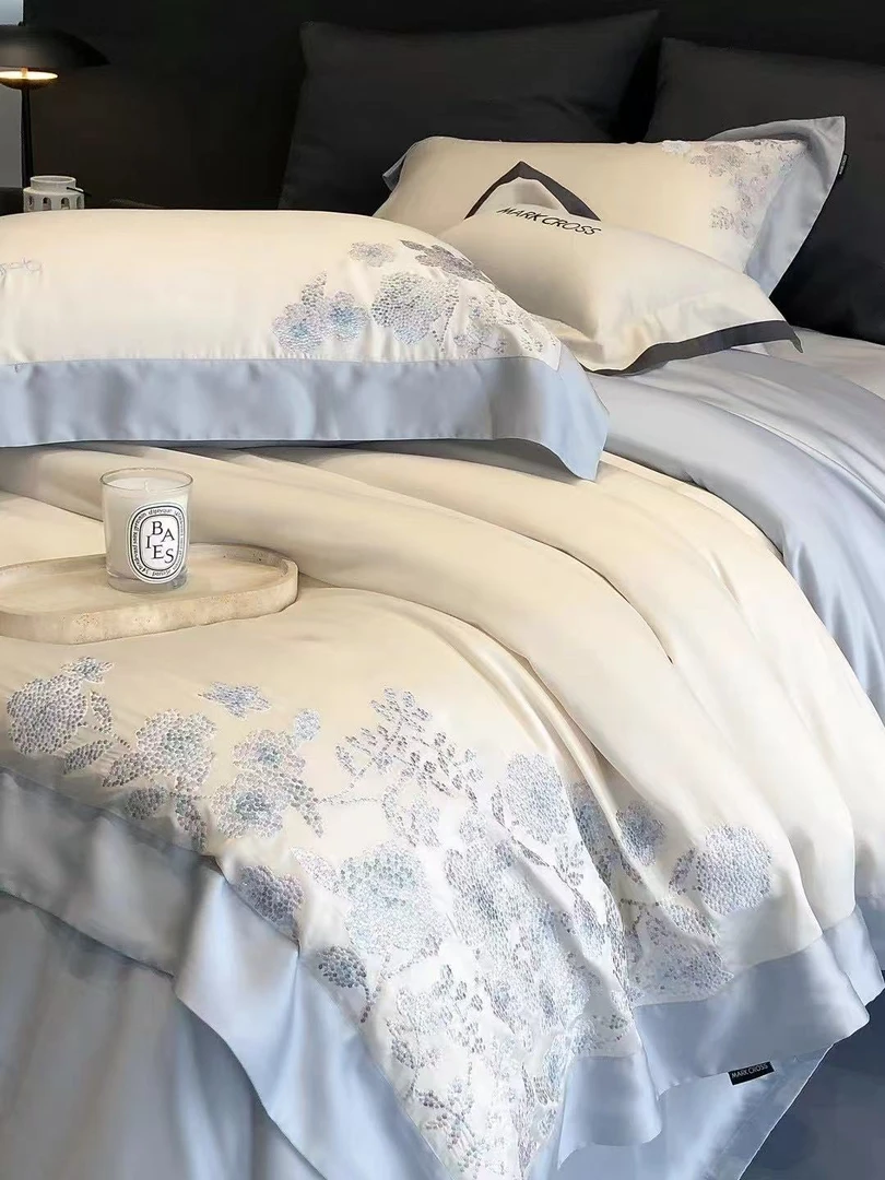 MC 玛洛驰纯粹自然细旦冷凝天丝刺绣拼角款四件套 塞纳之梦