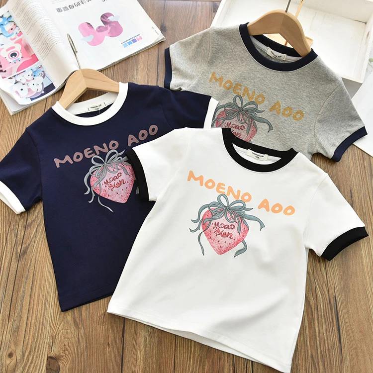 【洋气撞色T】女童拼色时尚正肩短袖T恤儿童纯棉休闲百搭打底衫夏