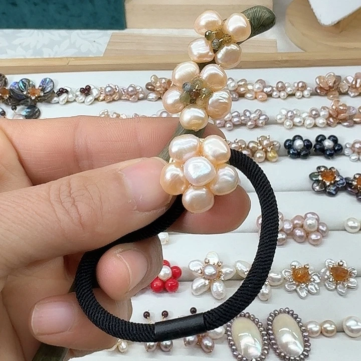 淡水珍珠发饰银S925镶嵌